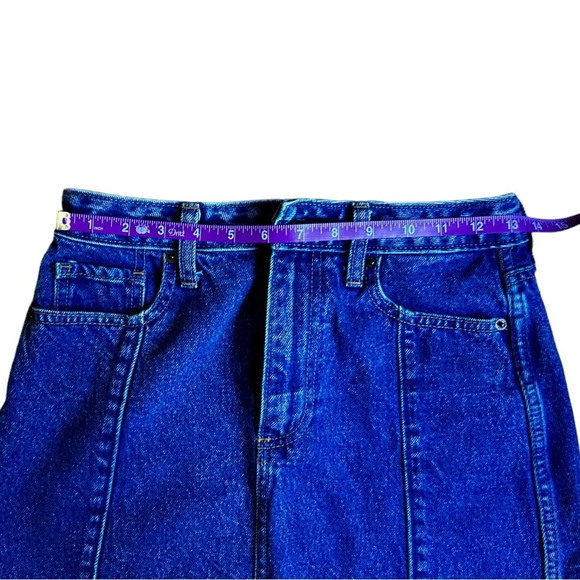 Abercrombie & Fitch Zoe Natural Rise A-Line Mini Skirt Frayed Hem Dark Wash 26/2 - Picture 5 of 9